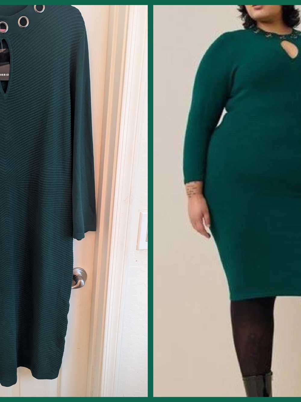 torrid Emerald Green Midi Dress with Keyhole Neck